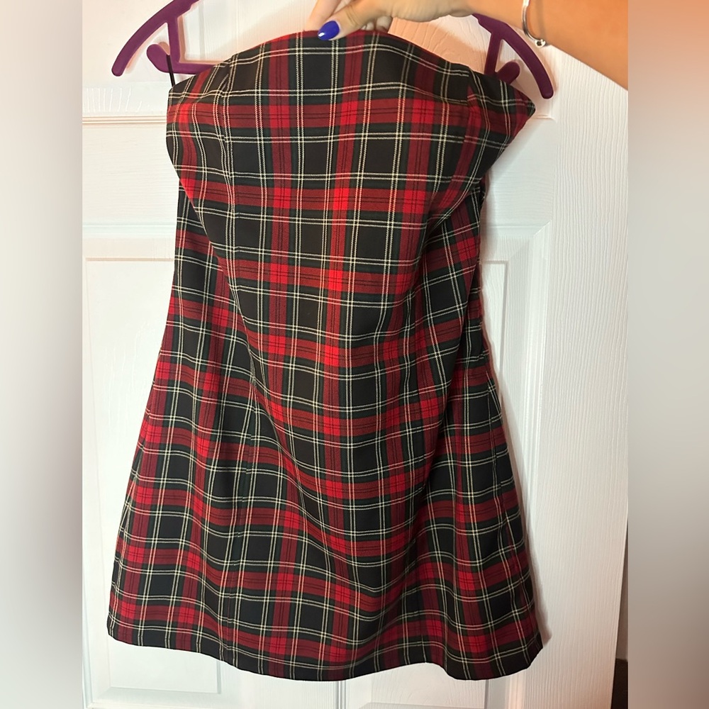 Garage Red and Black Plaid mini dress